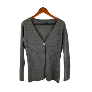Womens Dialogue Essentials XS Gray Merino Wool Cardigan Sweater